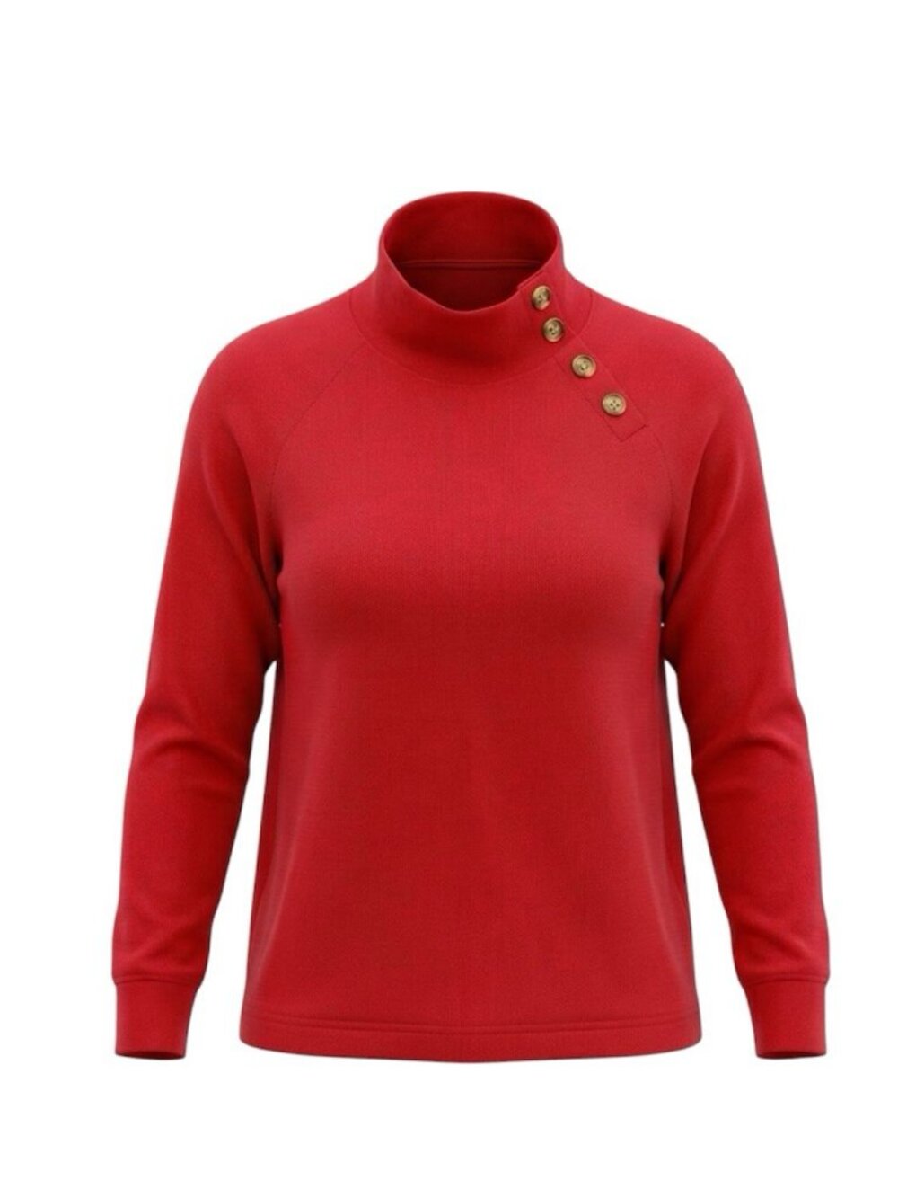 Vintage J Crew Womens M Red Button Collar Pullover Sweatshirt Mock Neck Y2K